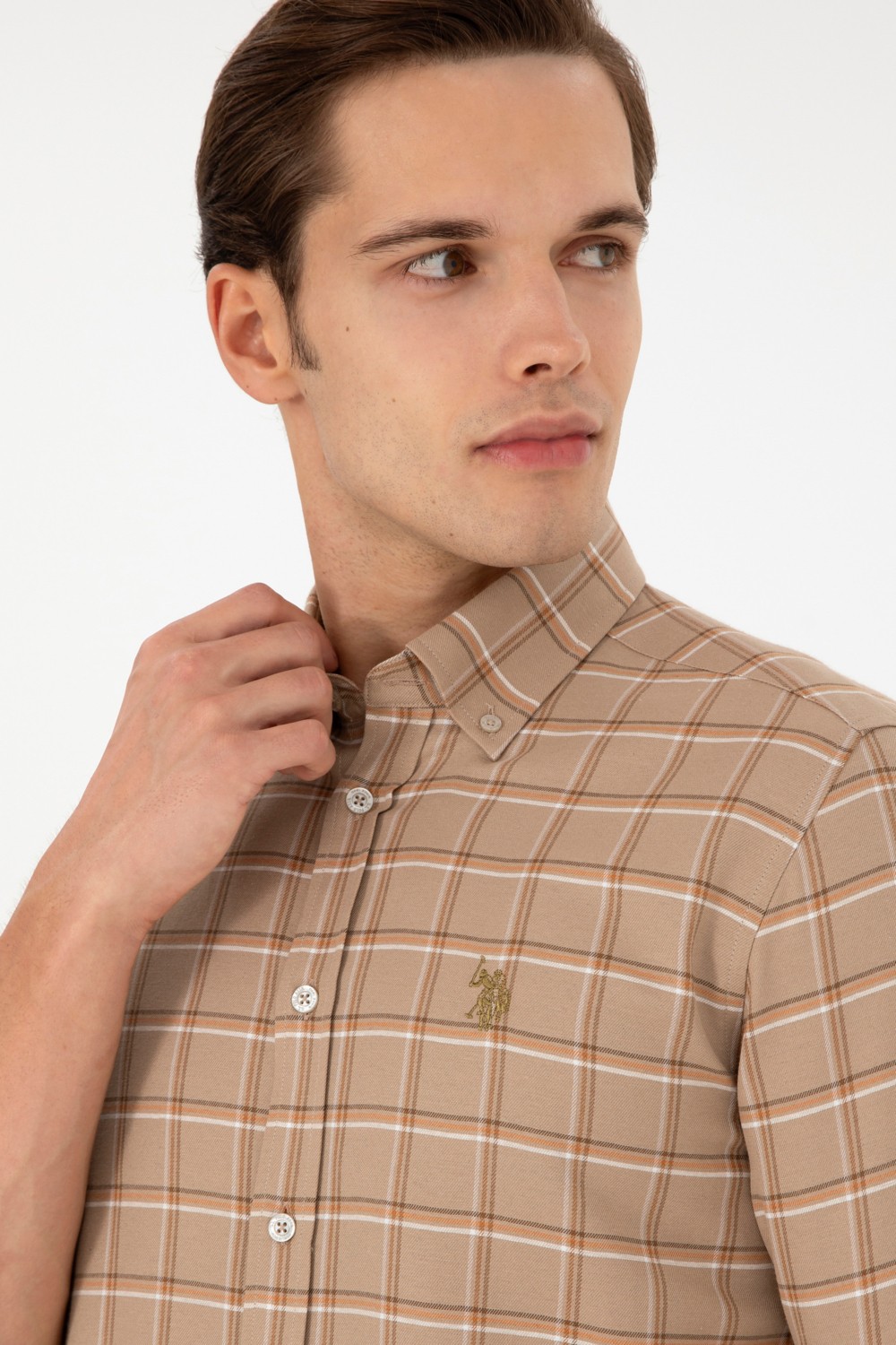 U.S. Polo Assn. Erkek Kum Uzun Kollu Gömlek 50296615-VR085 görsel 2