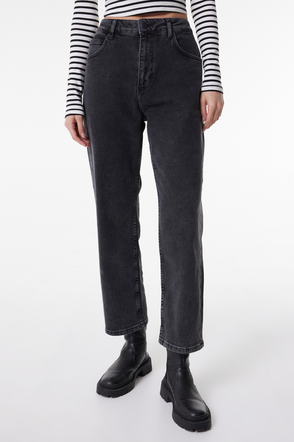 Lee Rider Straight Fit Düz Kesim Düşük Bel Antrasit Esnek Jean Kot Pantolon