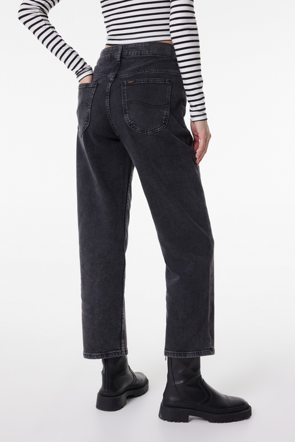 Lee Rider Straight Fit Düz Kesim Düşük Bel Antrasit Esnek Jean Kot Pantolon görsel 4
