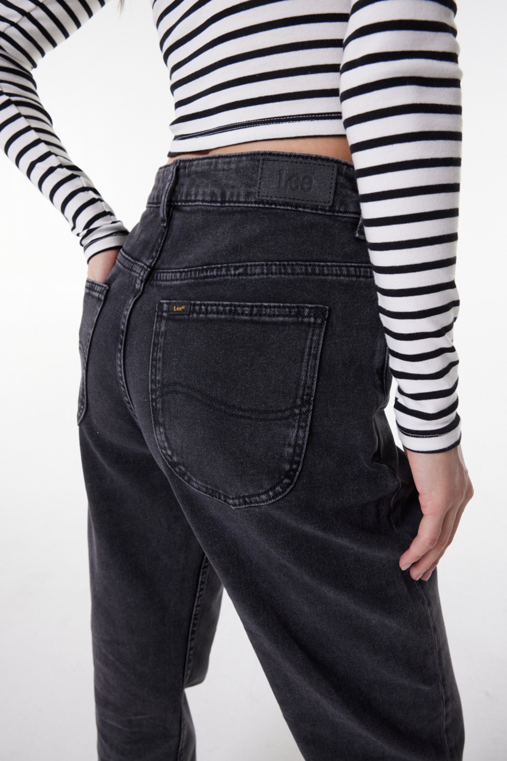 Lee Rider Straight Fit Düz Kesim Düşük Bel Antrasit Esnek Jean Kot Pantolon görsel 5