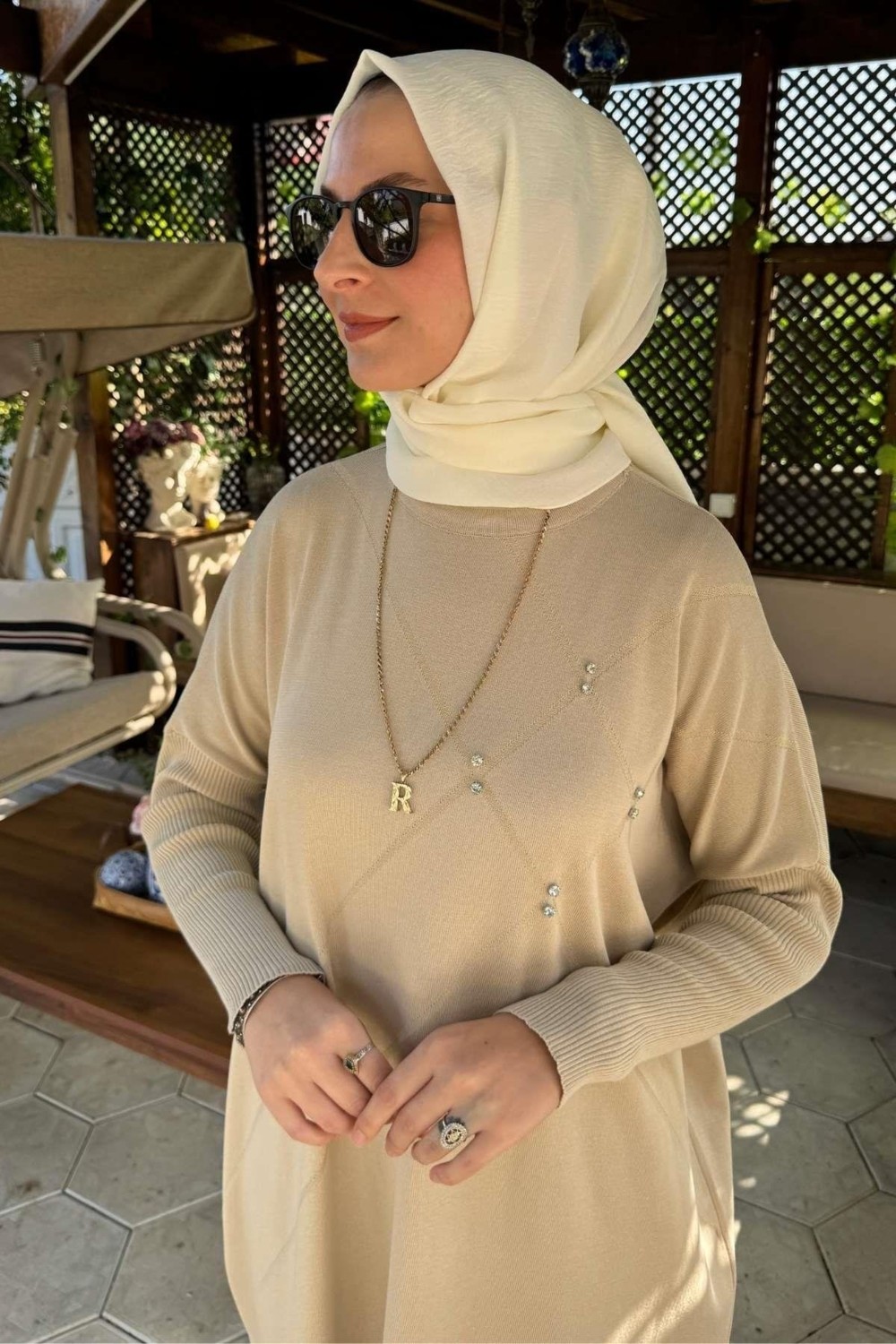 Rabia Şamlı Melda Triko Tunik Taş görsel 2