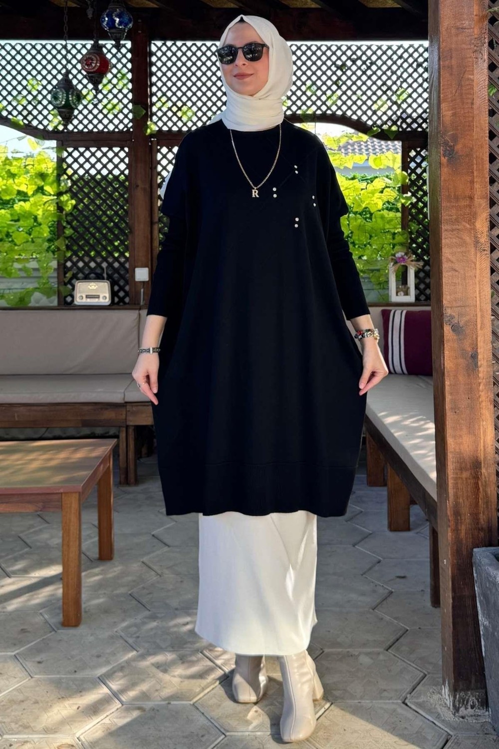 Rabia Şamlı Melda Triko Tunik Siyah