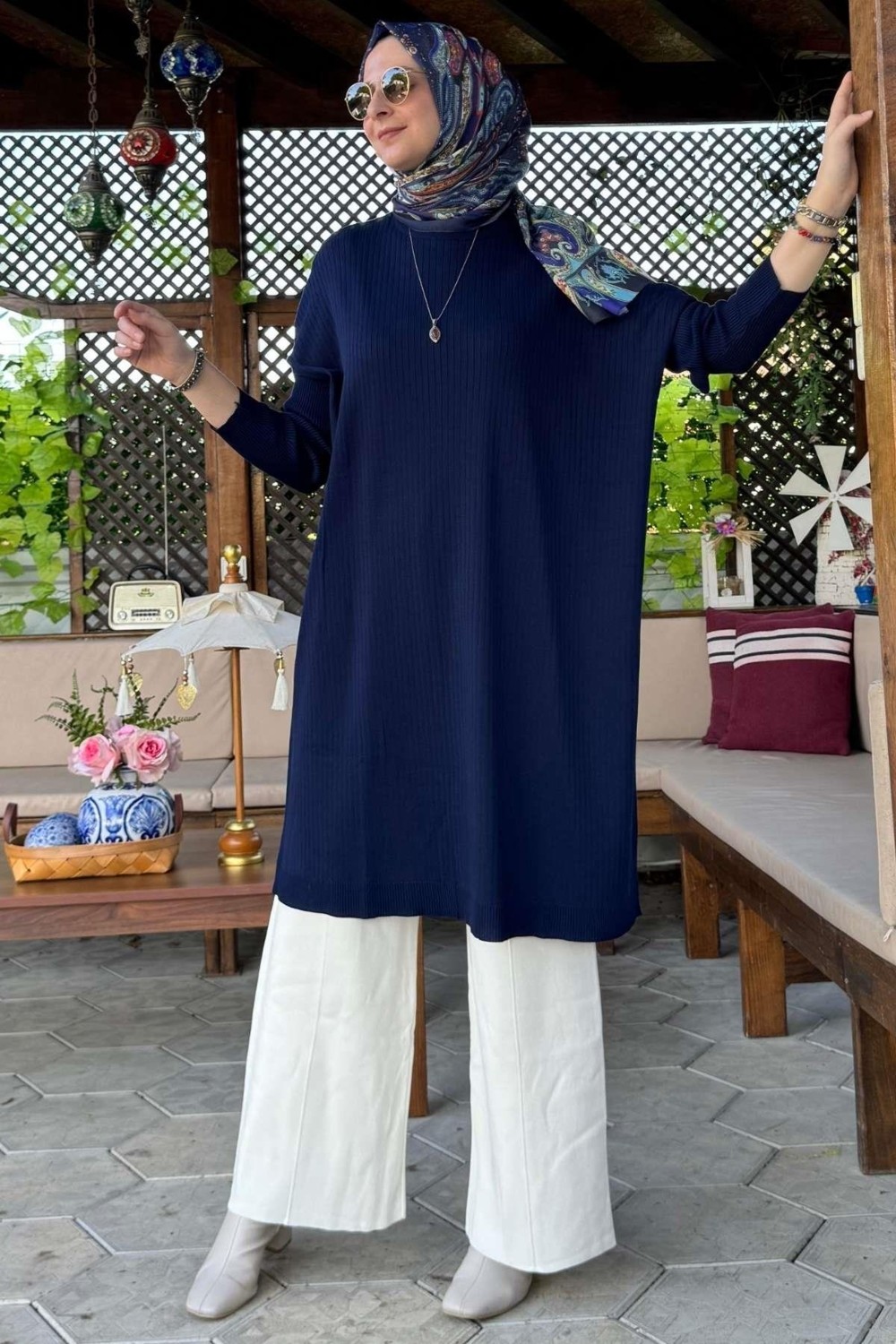 Rabia Şamlı Dora Triko Tunik Lacivert