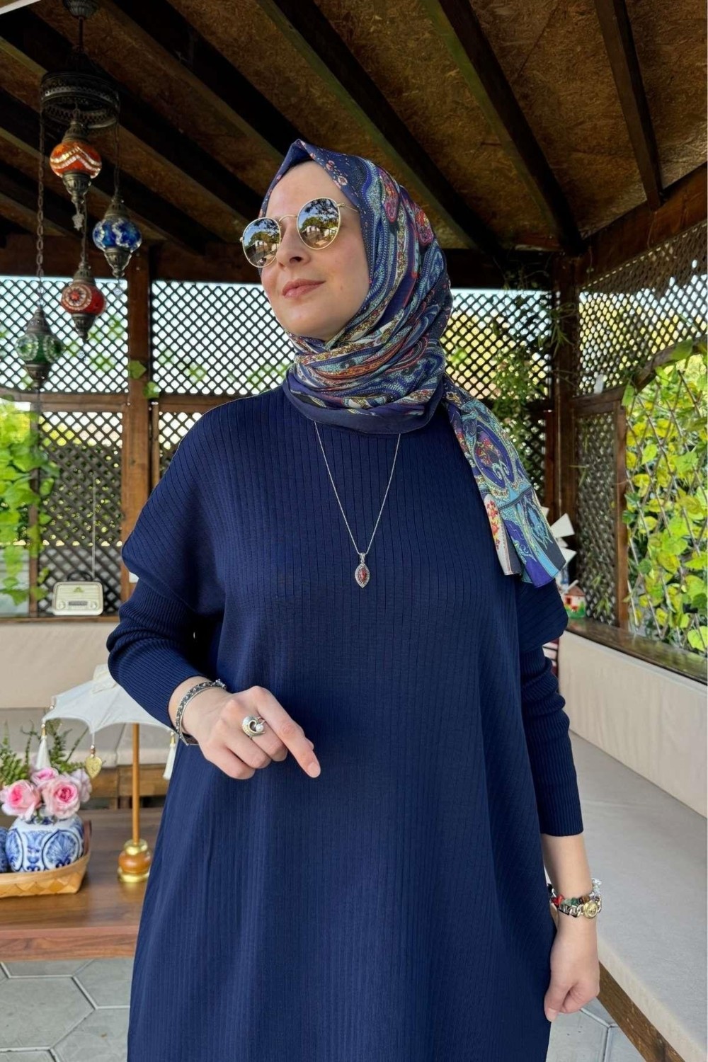 Rabia Şamlı Dora Triko Tunik Lacivert görsel 2