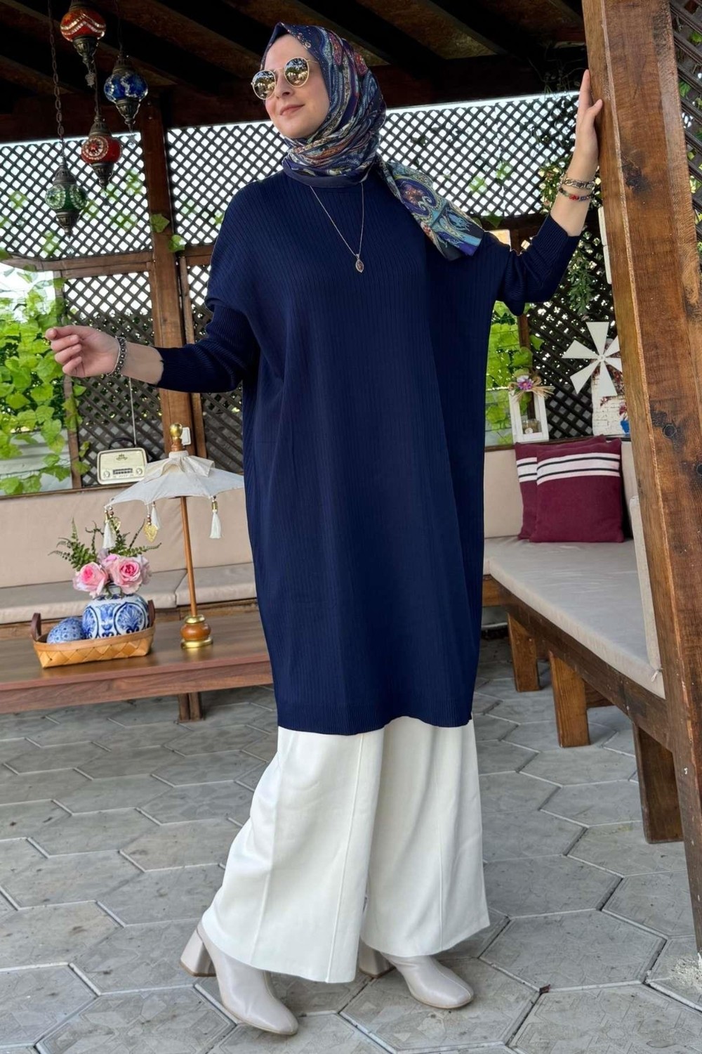 Rabia Şamlı Dora Triko Tunik Lacivert görsel 3