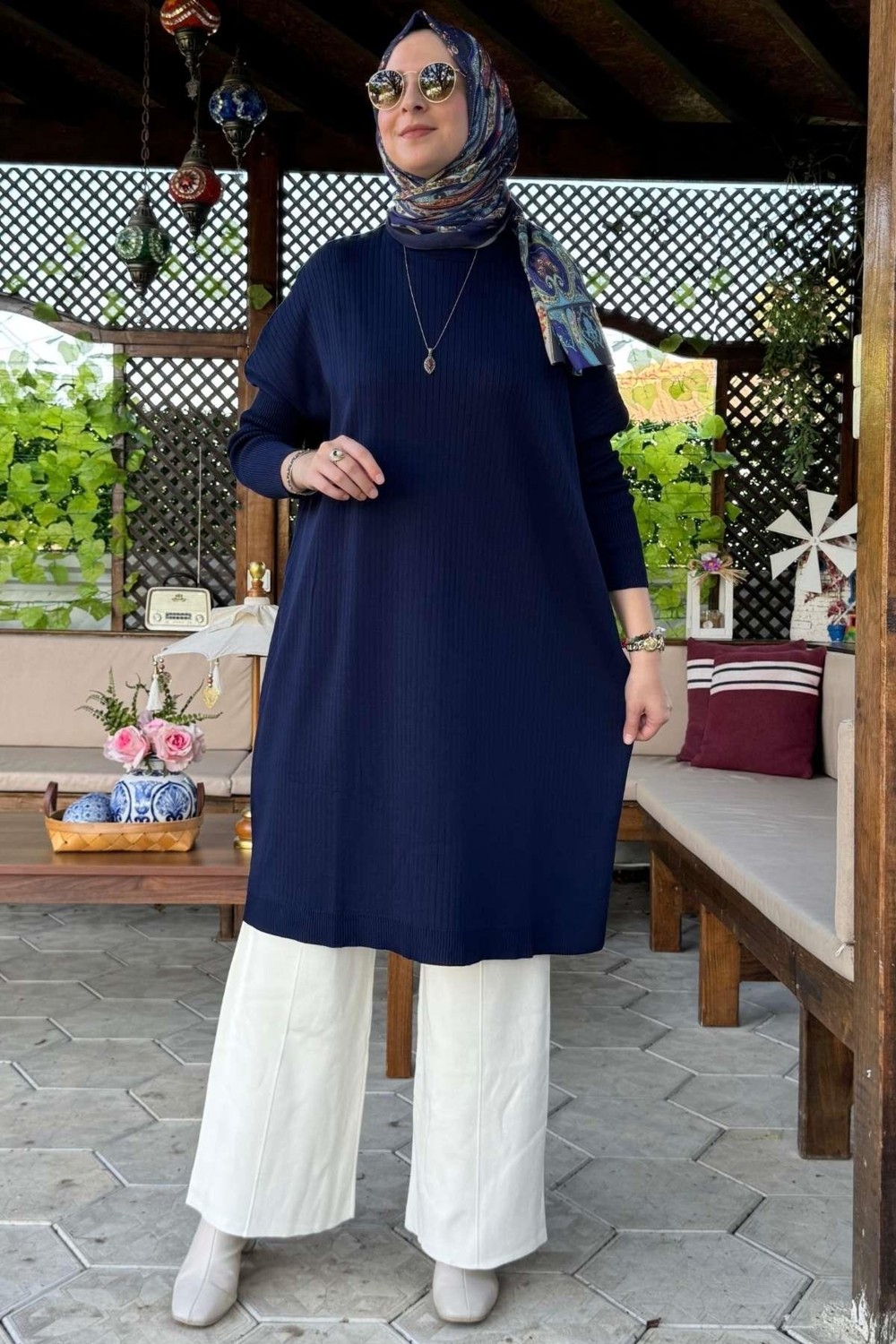 Rabia Şamlı Dora Triko Tunik Lacivert görsel 4