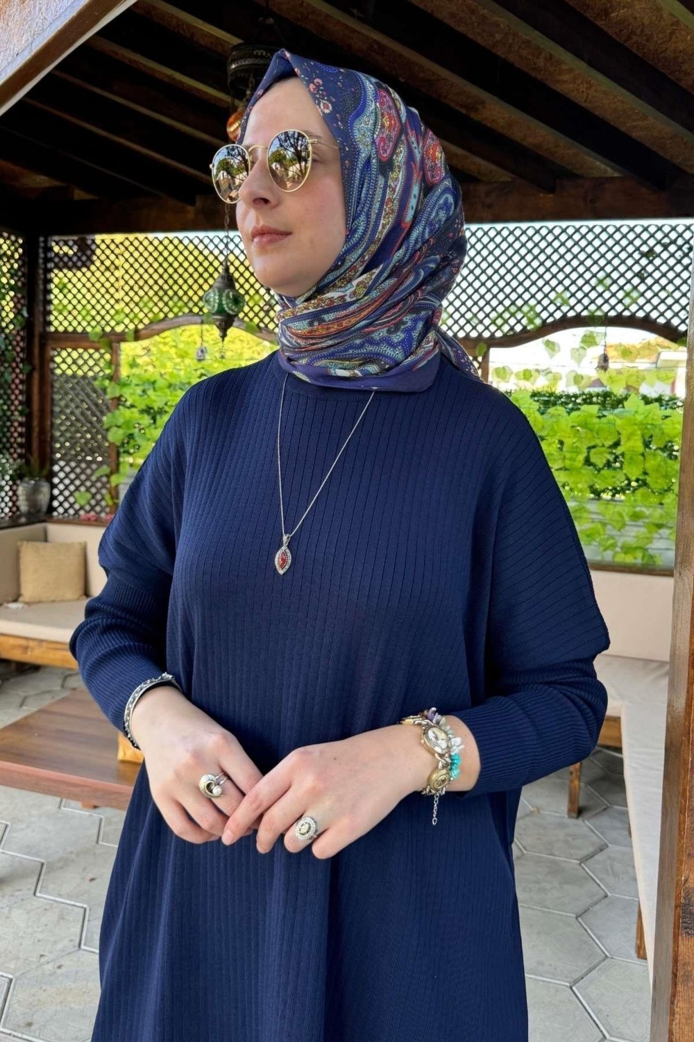 Rabia Şamlı Dora Triko Tunik Lacivert görsel 5