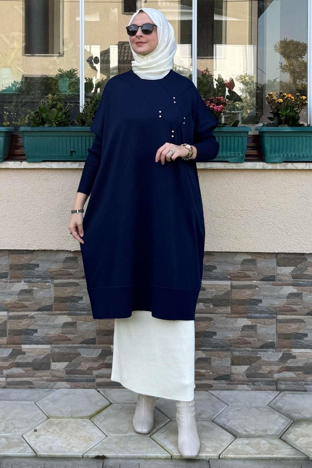 Rabia Şamlı Melda Triko Tunik Lacivert görsel 2