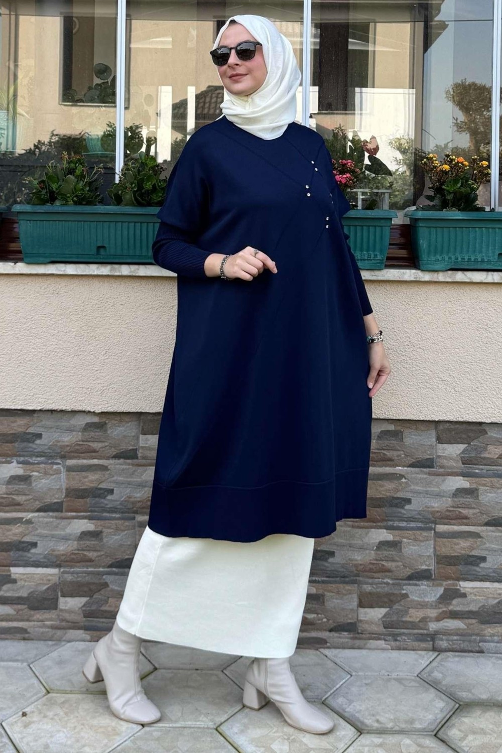 Rabia Şamlı Melda Triko Tunik Lacivert görsel 3