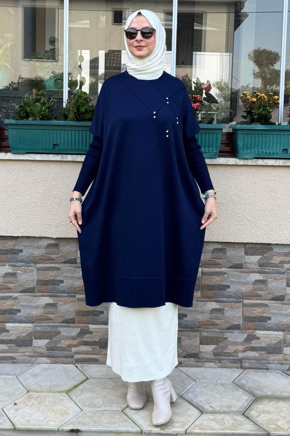 Rabia Şamlı Melda Triko Tunik Lacivert görsel 4
