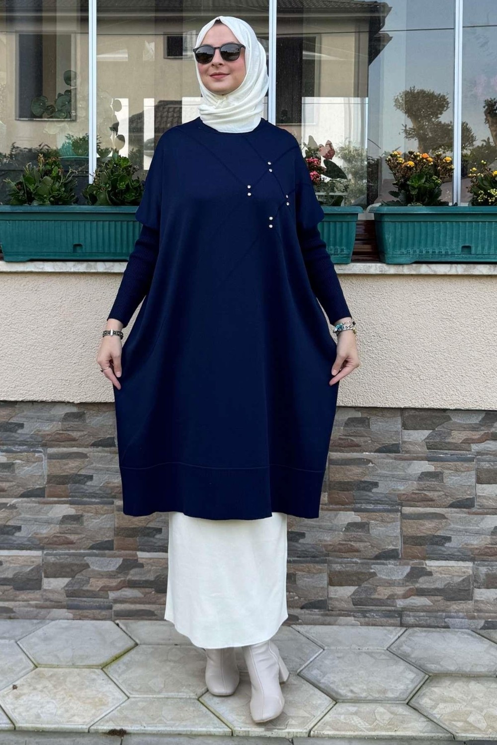 Rabia Şamlı Melda Triko Tunik Lacivert görsel 5