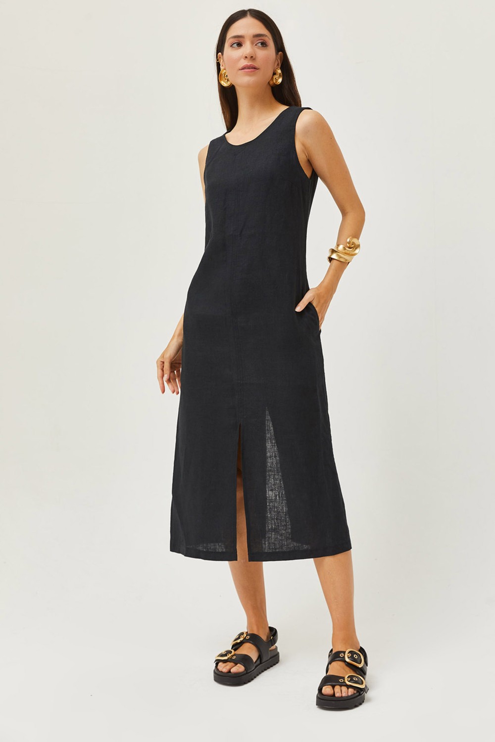Arzu Özel Moda Atölyesi %100 Pamuk Keten Elbise.