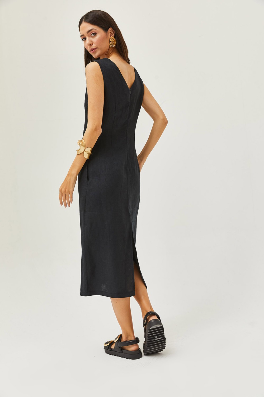 Arzu Özel Moda Atölyesi %100 Pamuk Keten Elbise. görsel 5