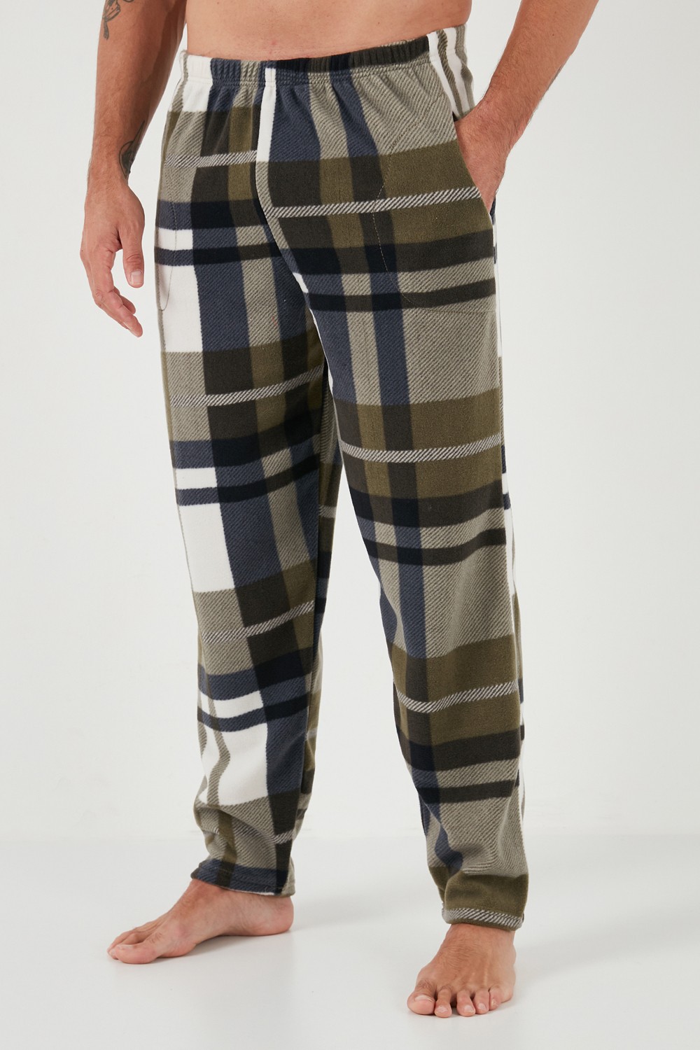 Buratti Ekoseli Regular Fit Düğmeli Bisiklet Yaka Kışlık Polar Pijama Takımı Erkek Pijama Takımı 60961008 görsel 6