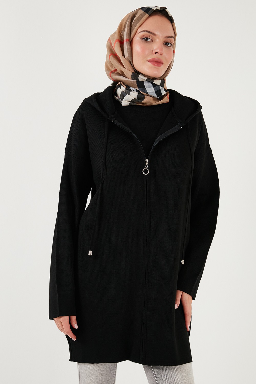 Lela Modest Regular Fit Kapüşonlu Tesettür Triko Hırka Bayan HIRKA 4616176