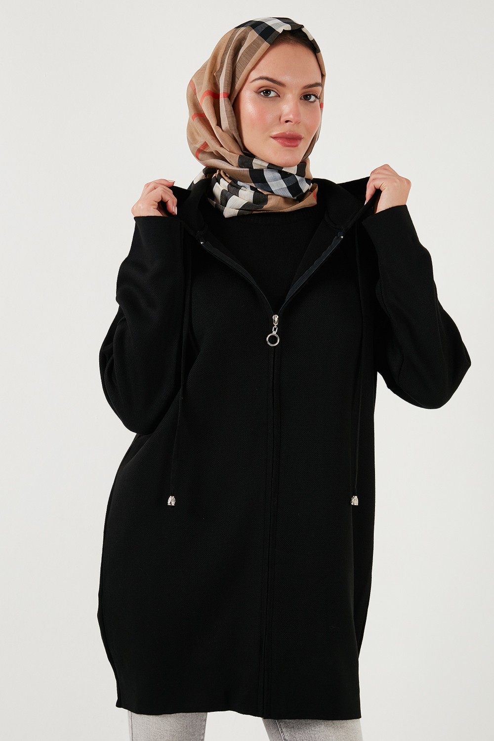 Lela Modest Regular Fit Kapüşonlu Tesettür Triko Hırka Bayan HIRKA 4616176 görsel 3