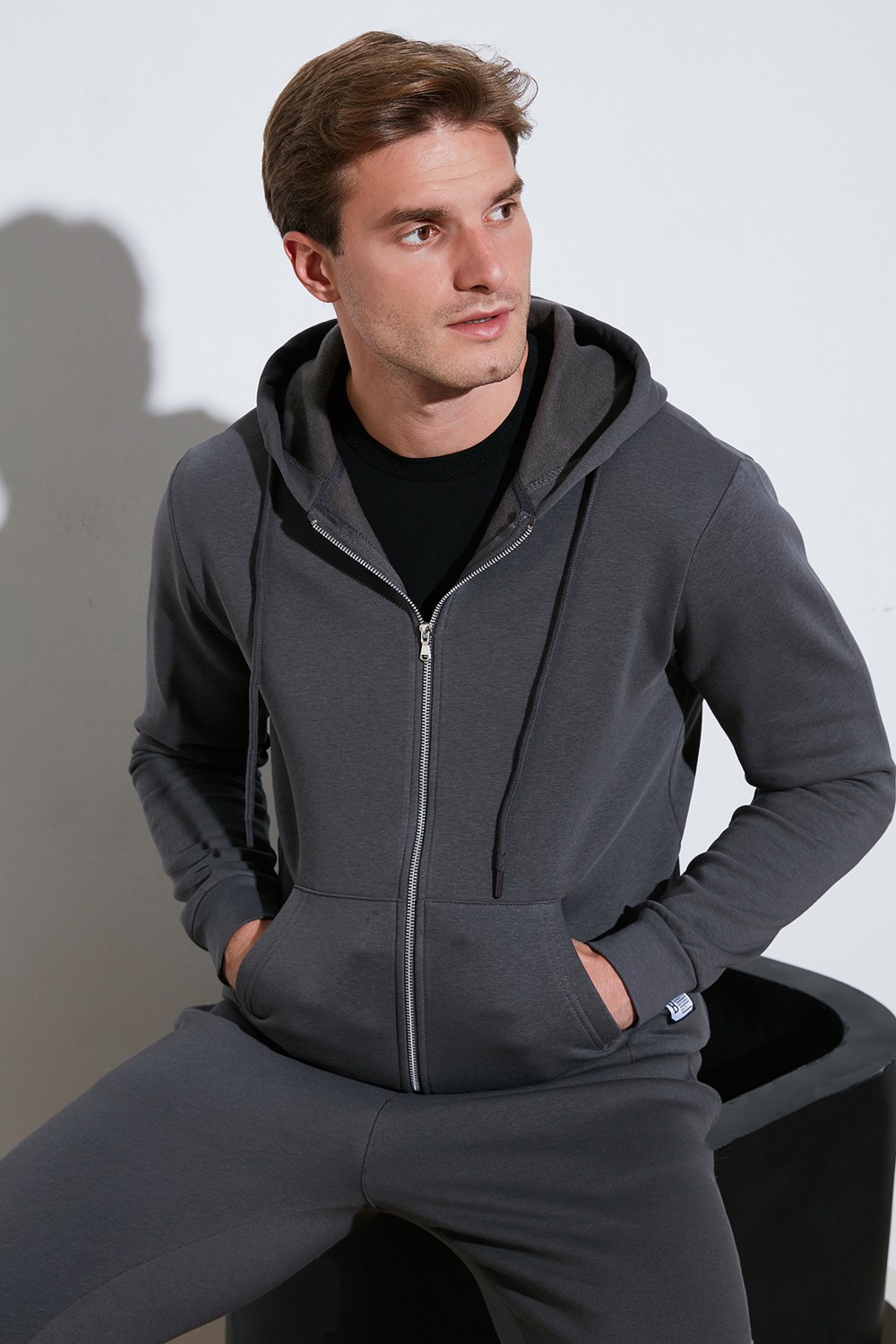Buratti Regular Fit Kapüşonlu Fermuarlı İçi Tüylü Yumuşak Şardonlu Kışlık Sweat Erkek SWEAT 5905340