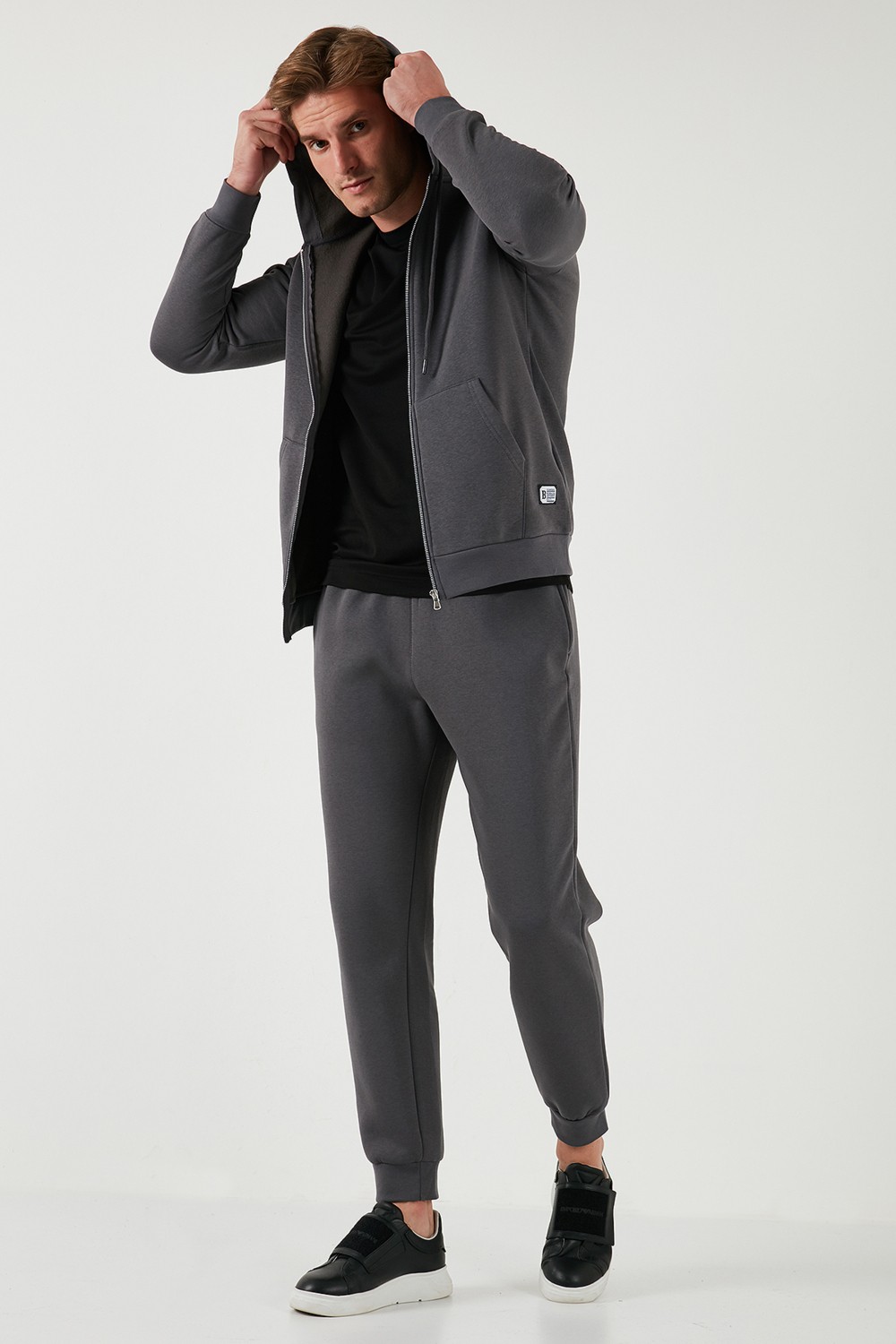 Buratti Regular Fit Kapüşonlu Fermuarlı İçi Tüylü Yumuşak Şardonlu Kışlık Sweat Erkek SWEAT 5905340 görsel 4