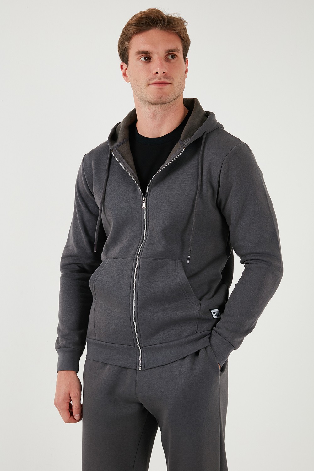 Buratti Regular Fit Kapüşonlu Fermuarlı İçi Tüylü Yumuşak Şardonlu Kışlık Sweat Erkek SWEAT 5905340 görsel 5