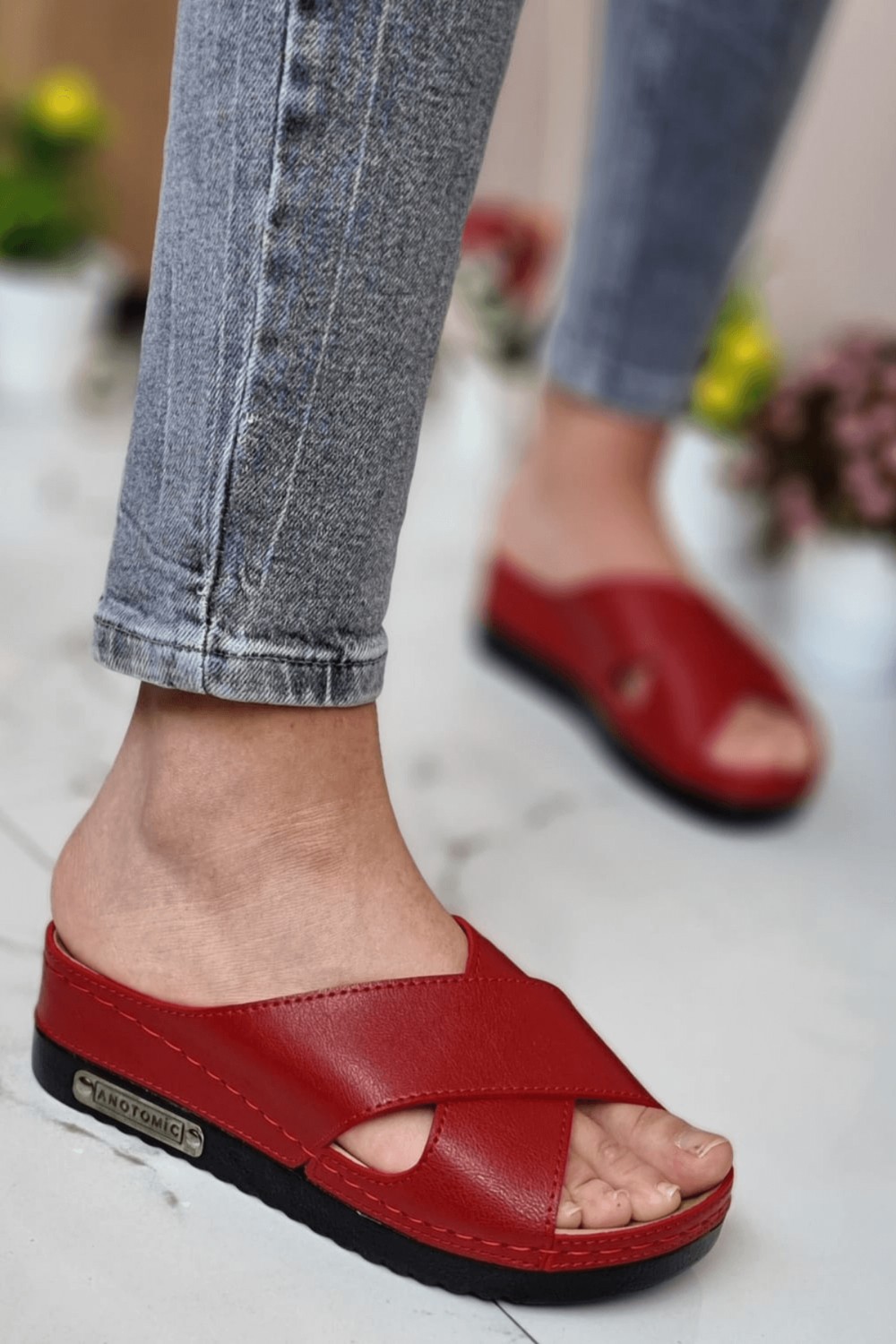 Neon Shoes Lina Kadın Anatomik Ortopedik Konfor Modeli Terlik Hafif Şık Topuklu Günlük Dışarı Ev İçi Terliği görsel 5