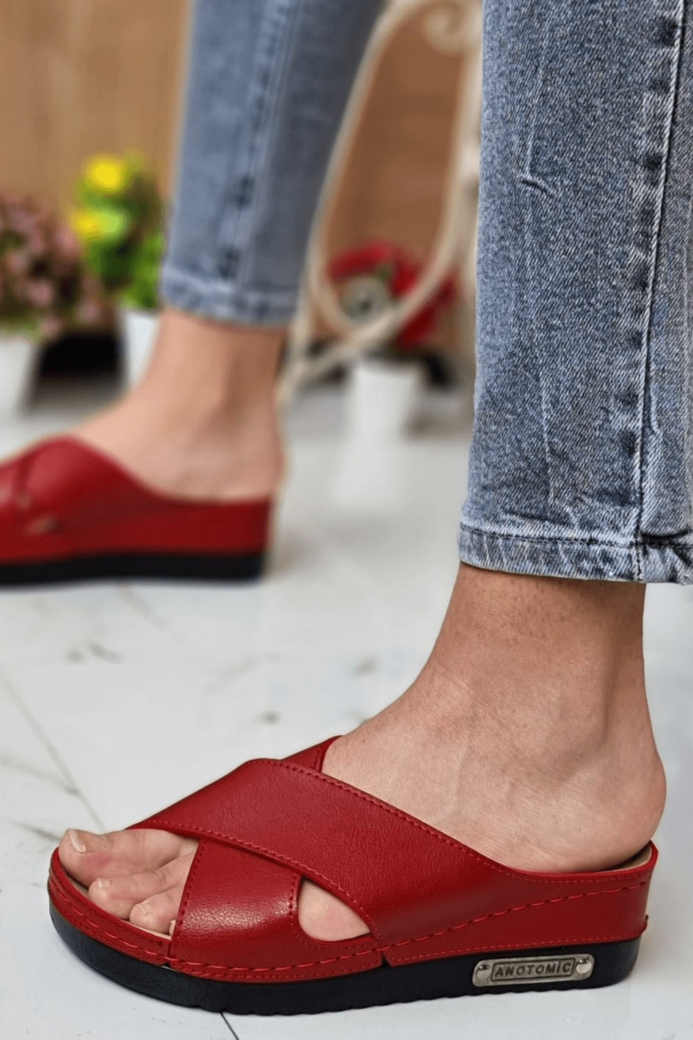 Neon Shoes Lina Kadın Anatomik Ortopedik Konfor Modeli Terlik Hafif Şık Topuklu Günlük Dışarı Ev İçi Terliği görsel 7
