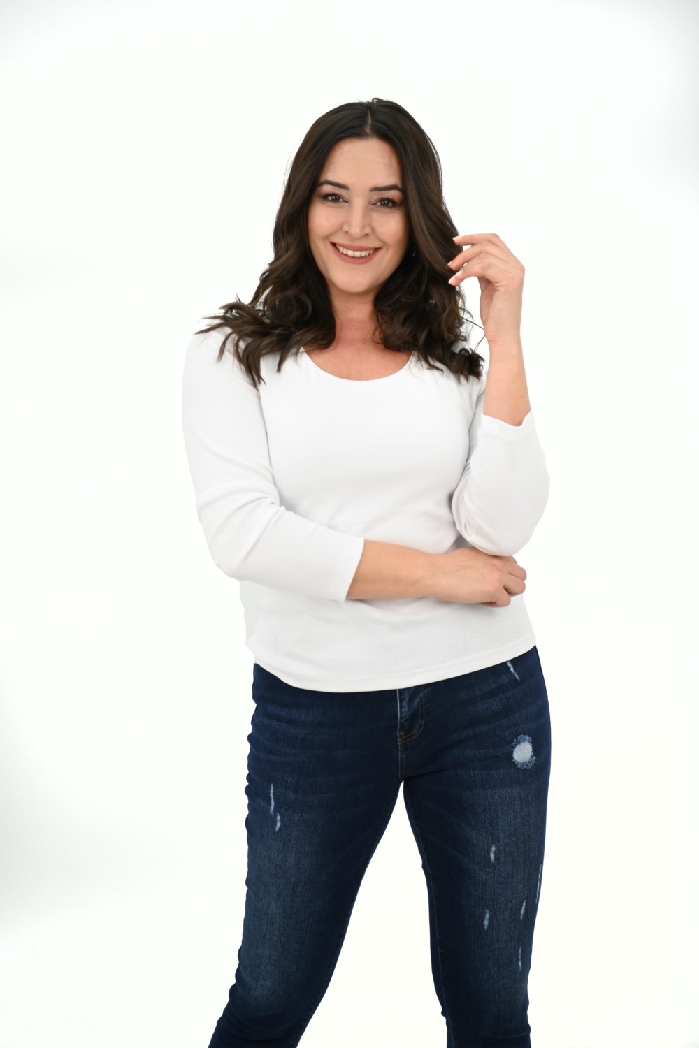 Moda Xlarge Kadın Büyük Beden Uzun Kollu Basic Bluz 1759-25 görsel 3