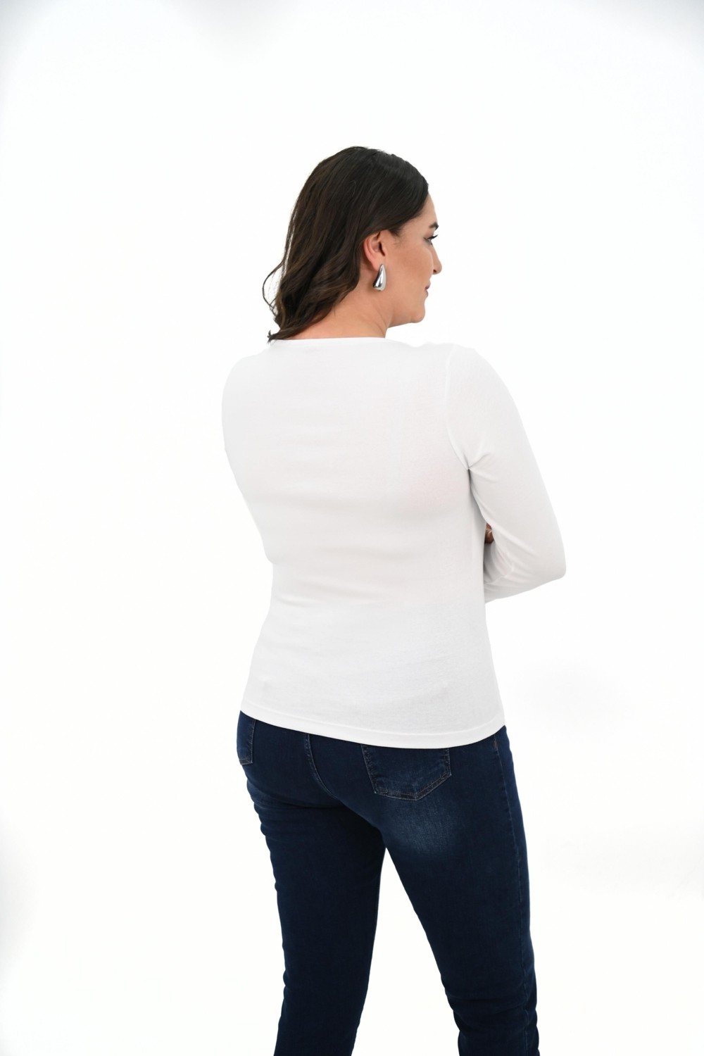 Moda Xlarge Kadın Büyük Beden Uzun Kollu Basic Bluz 1759-25 görsel 5