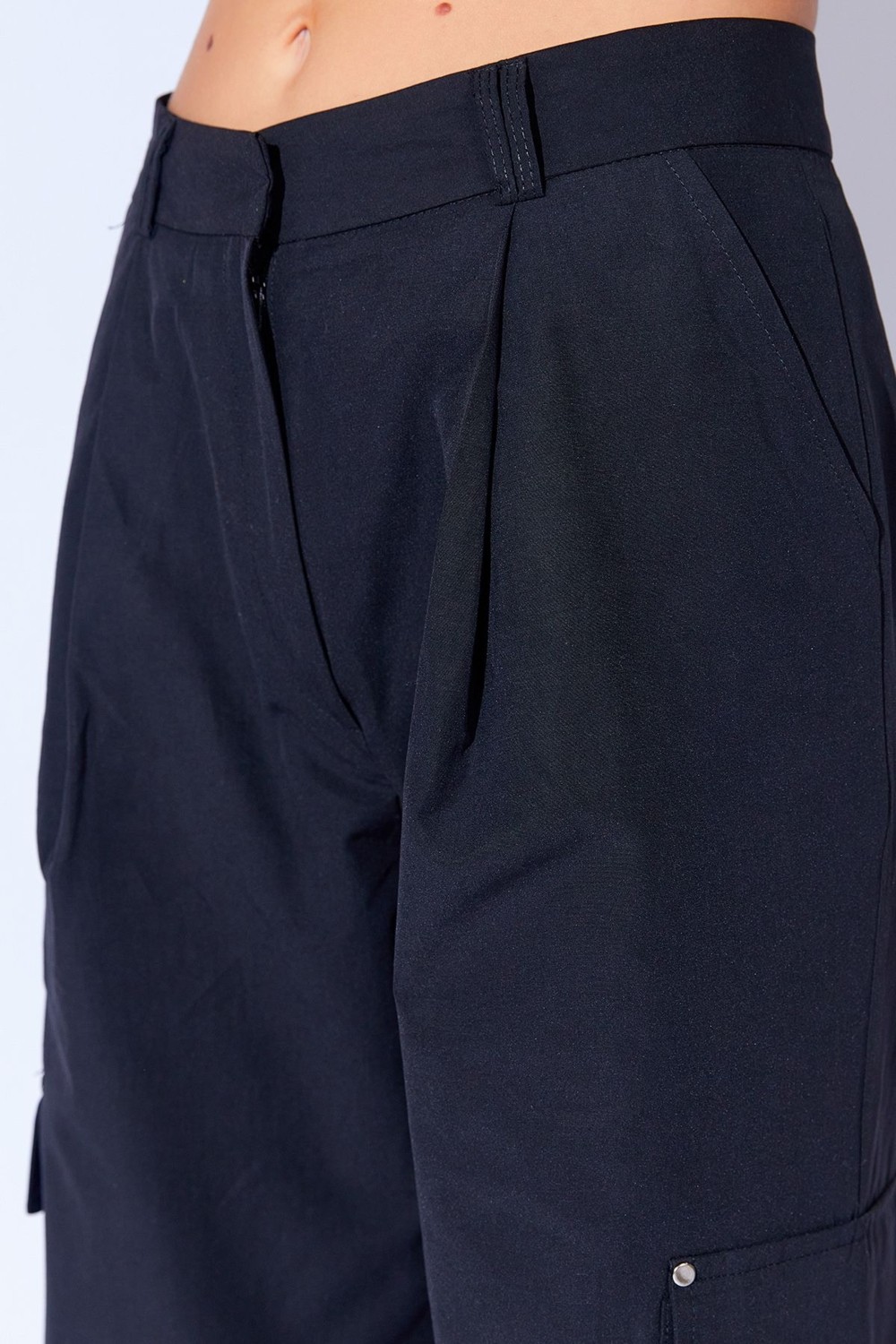 Edition Siyah Kalın Soft Dokulu Çift Cepli Kadın Pantolon | EK10009006 görsel 4