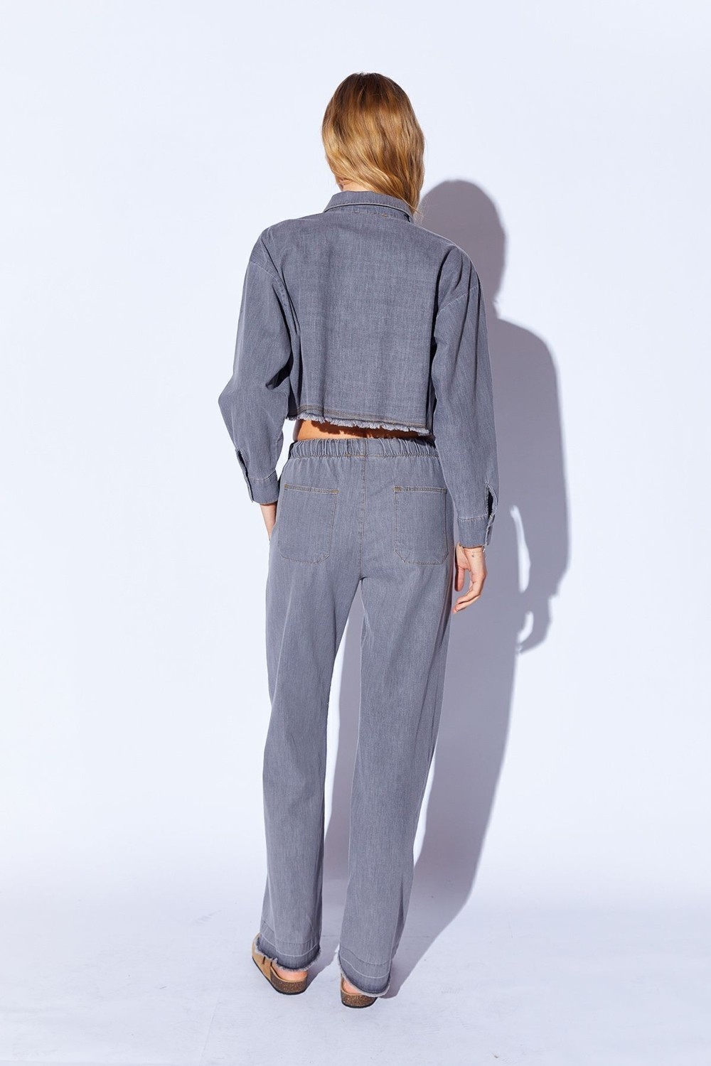 Edition Gri Soft Dokulu Denim Yıpratma Detaylı Kadın Pantolon | EK10009709-9709 görsel 5