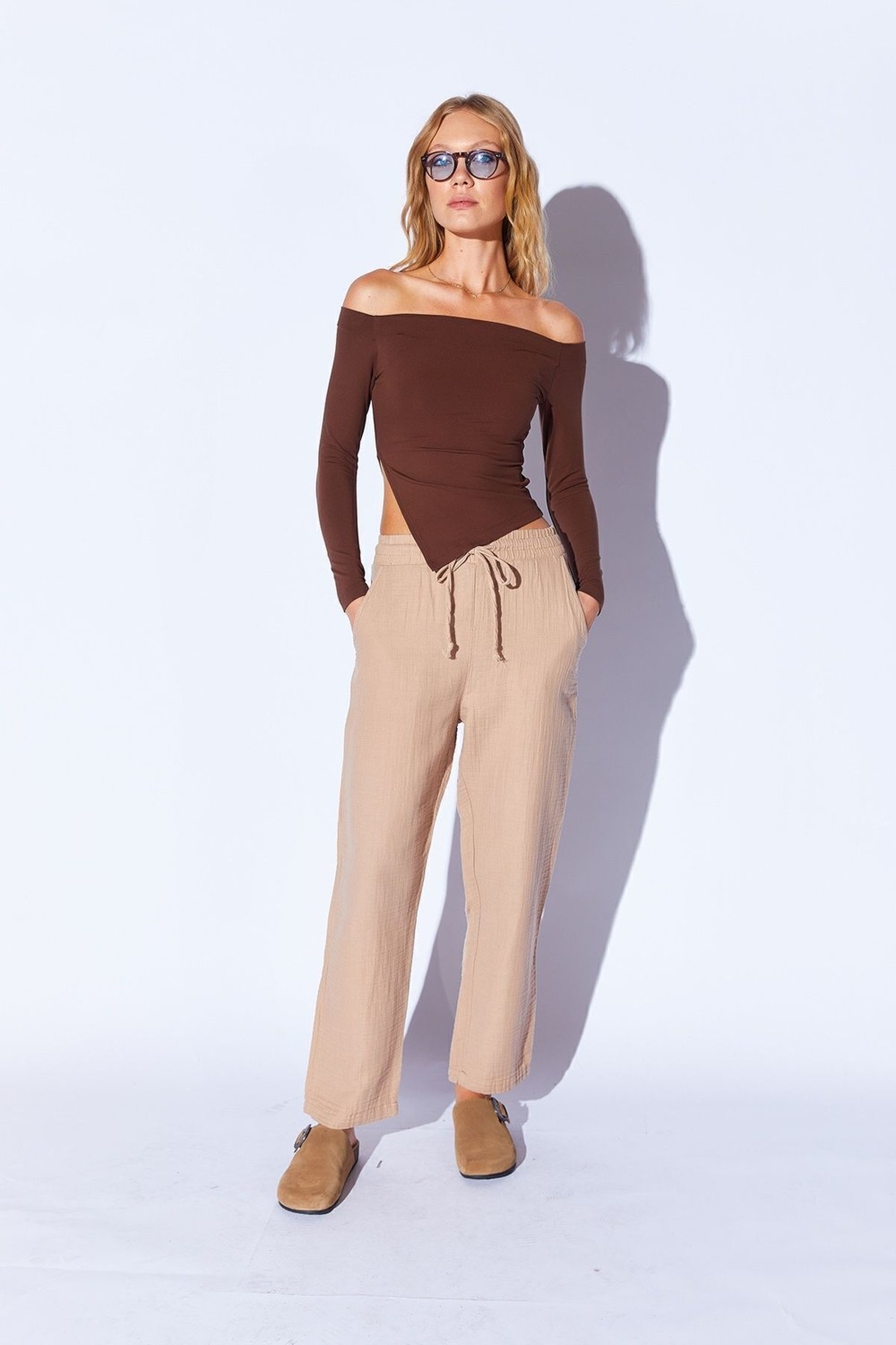 Edition Bej Rahat Kesim Müslin Pantolon EDİ100667011 görsel 2