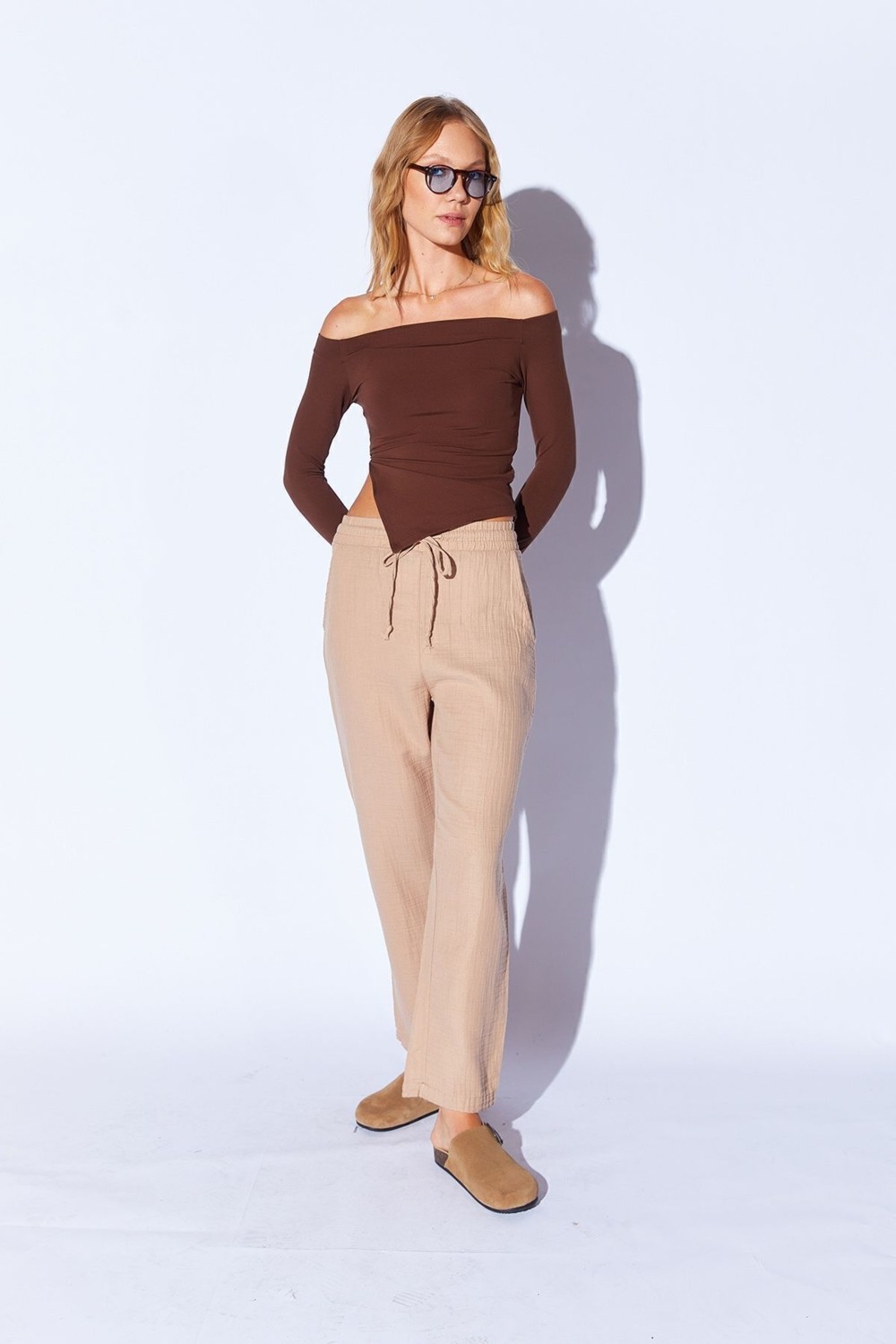 Edition Bej Rahat Kesim Müslin Pantolon EDİ100667011 görsel 3