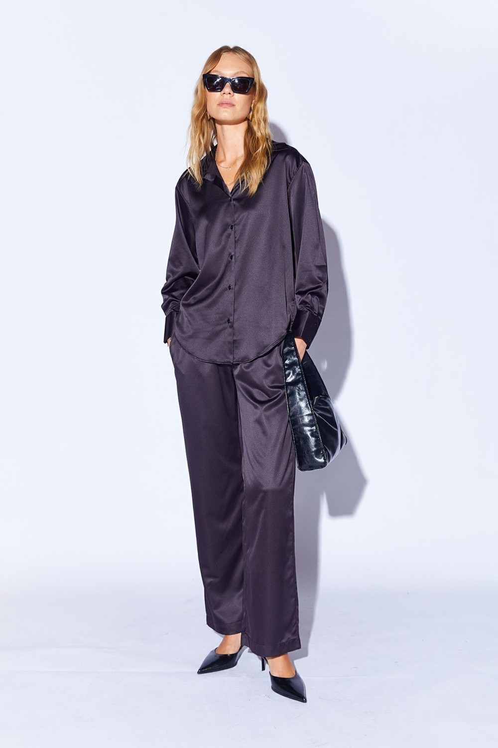 Edition Bej Saten Palozzo Kesim Beli Lastikli Kadın Pantalon EE10009594