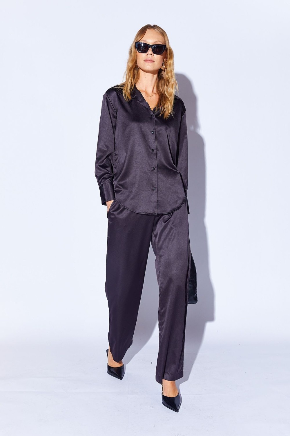 Edition Bej Saten Palozzo Kesim Beli Lastikli Kadın Pantalon EE10009594 görsel 2