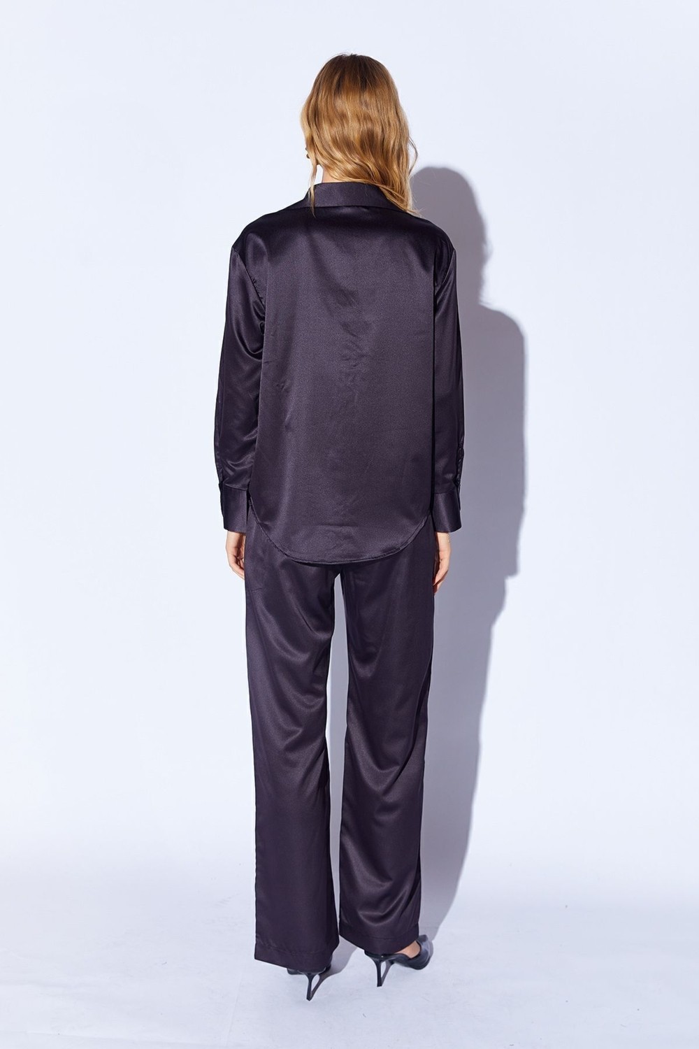 Edition Bej Saten Palozzo Kesim Beli Lastikli Kadın Pantalon EE10009594 görsel 5