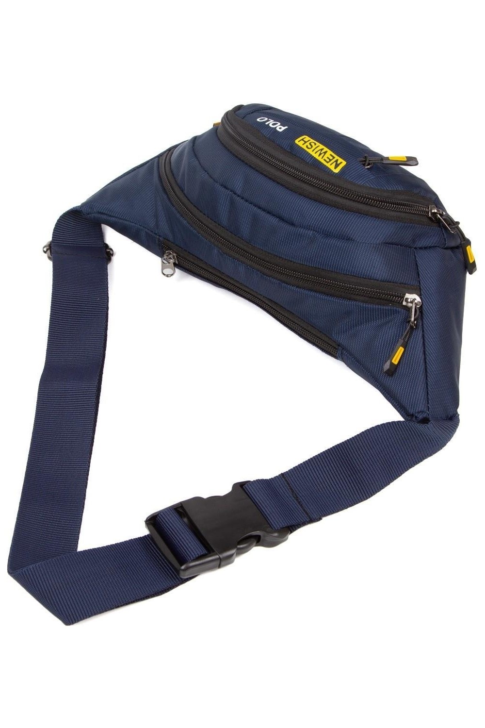 Newish Polo Erkek Kumaş USB Kulaklık Çıkışlı Crossbody Çapraz Göğüs Omuz ve Bel Çantası newpolo201 - Siyah - Mavi görsel 5