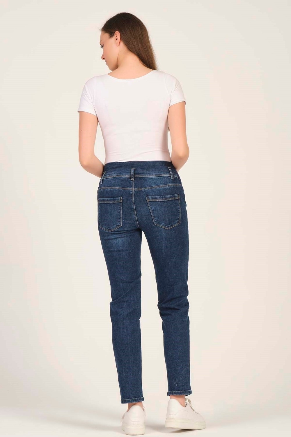 Busa Hamile Mom Fit Kot Pantolon Lacivert görsel 3