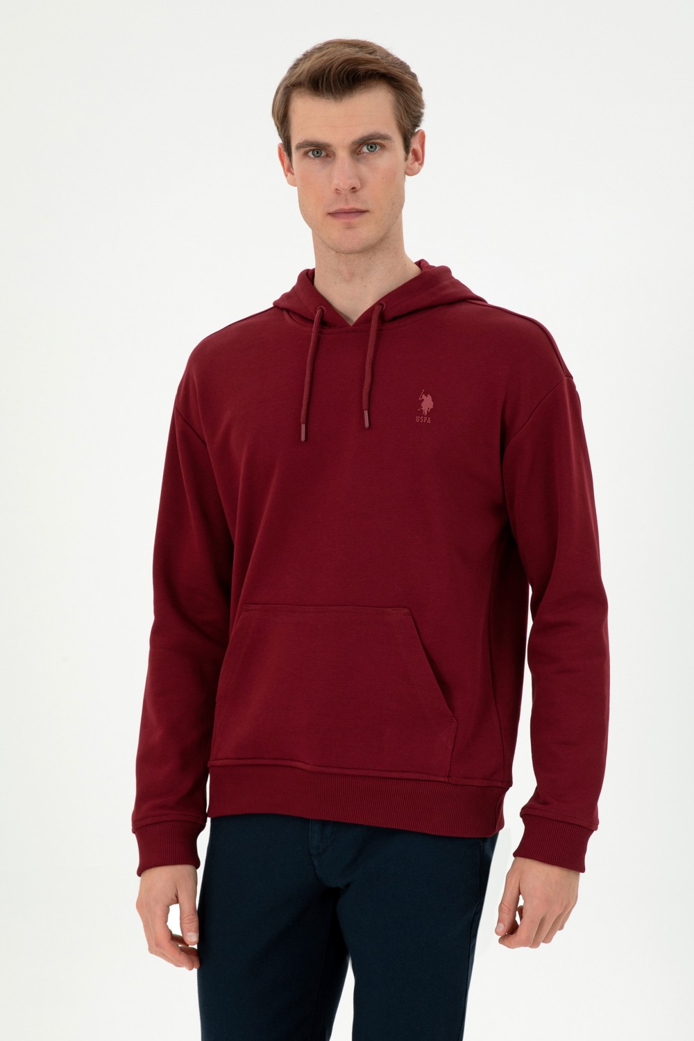 U.S. Polo Assn. Erkek Bordo Basic Sweatshirt 50298271-VR014