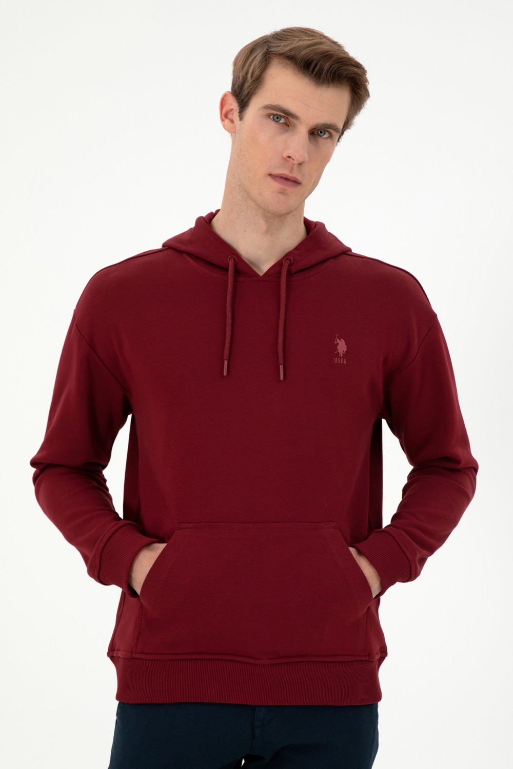 U.S. Polo Assn. Erkek Bordo Basic Sweatshirt 50298271-VR014 görsel 3