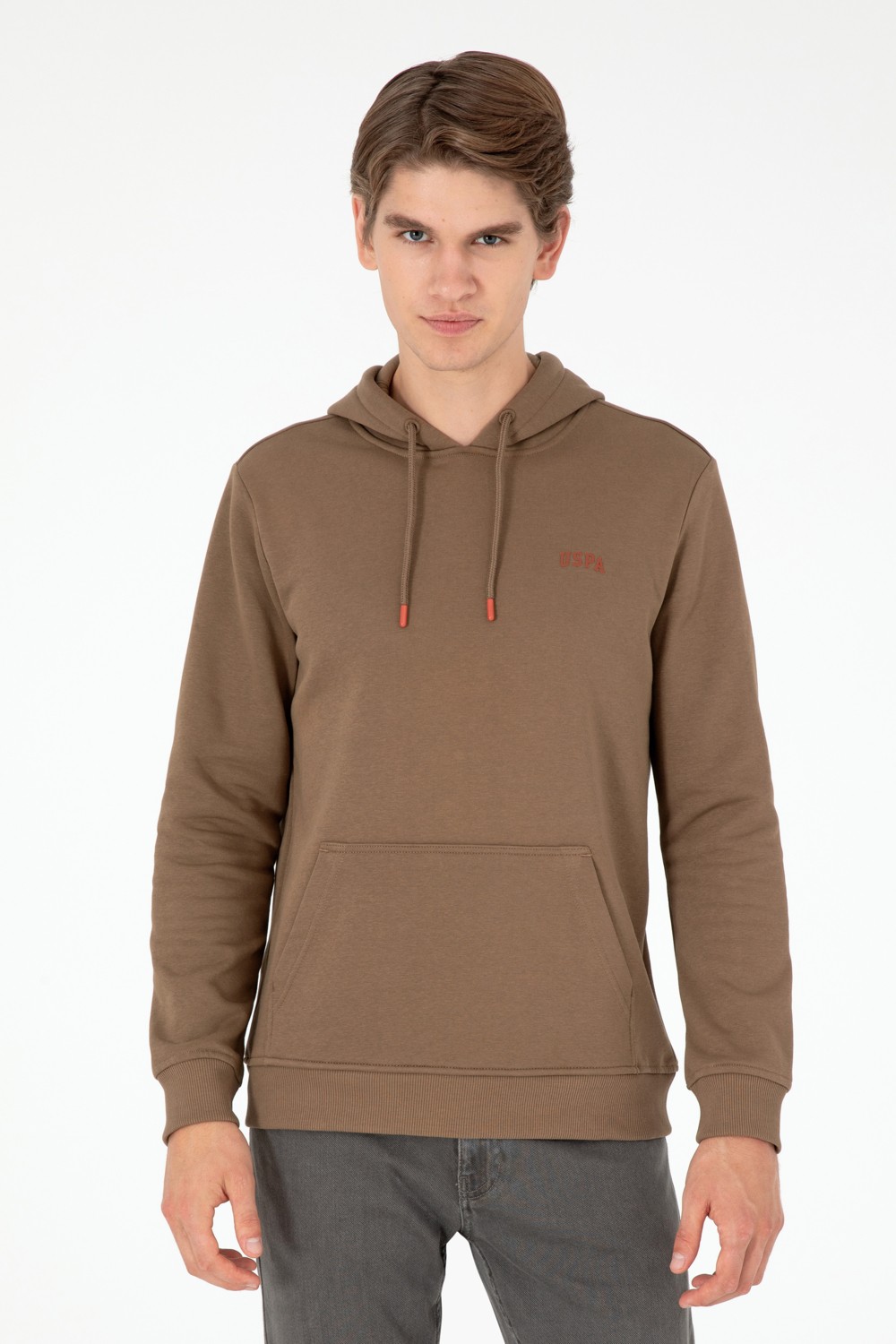 U.S. Polo Assn. Erkek Kapüşonlu Fıstık Yeşili Basic Şardonlu Sweatshirt 50295176-VR087