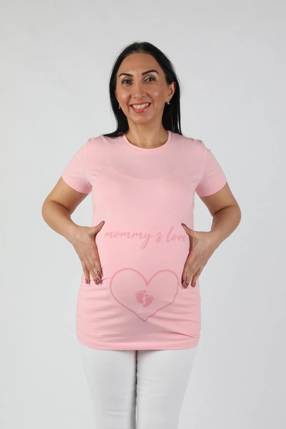 Balins Hamile Mommy Love Tişört Pembe Baskılı