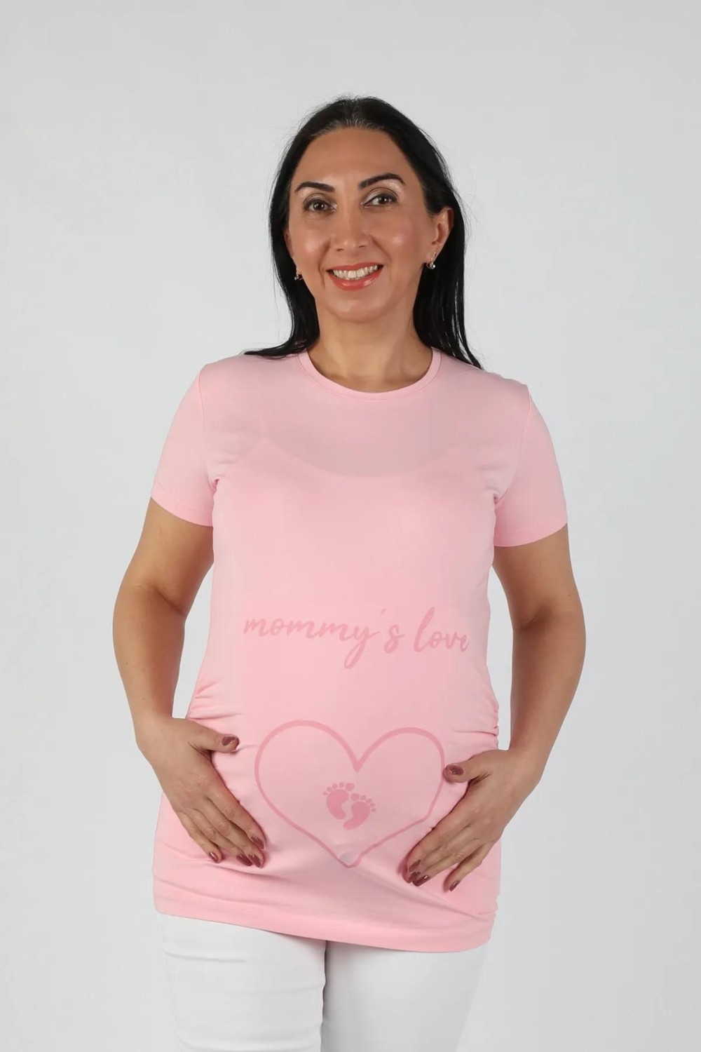 Balins Hamile Mommy Love Tişört Pembe Baskılı görsel 3