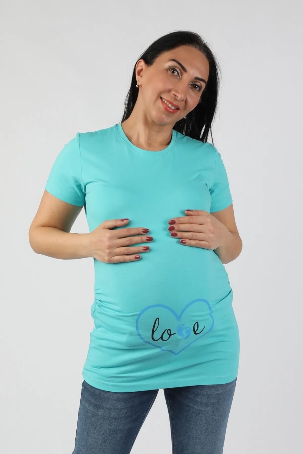 Balins Hamile Love Tişört Mavi Baskılı görsel 2