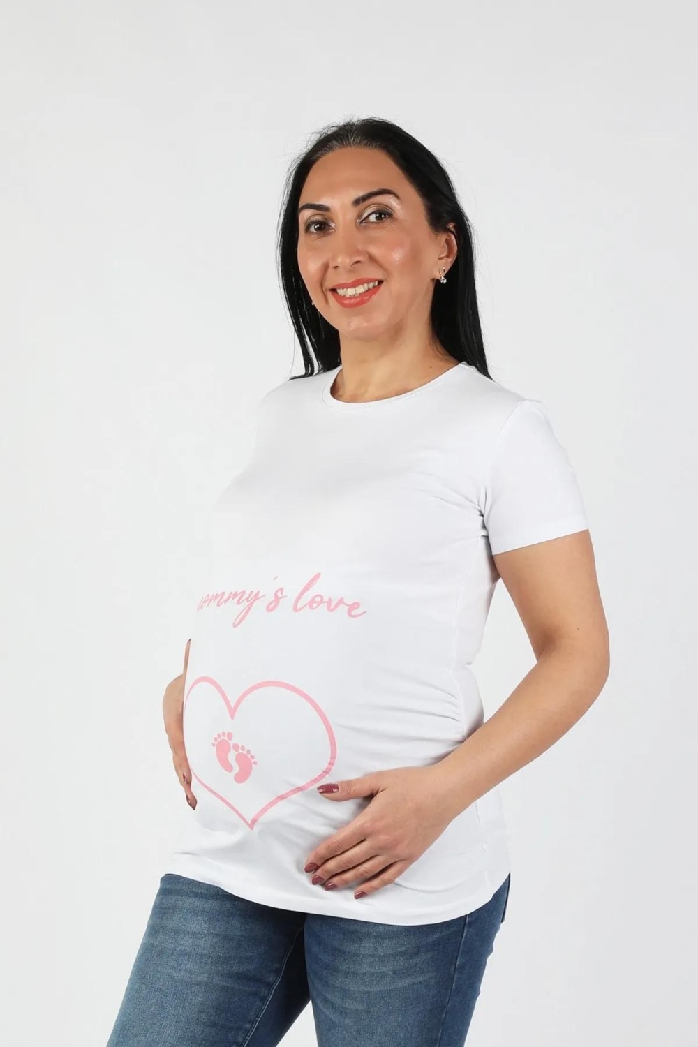 Balins Hamile Mommy Love Tişört Pembe Baskılı görsel 5