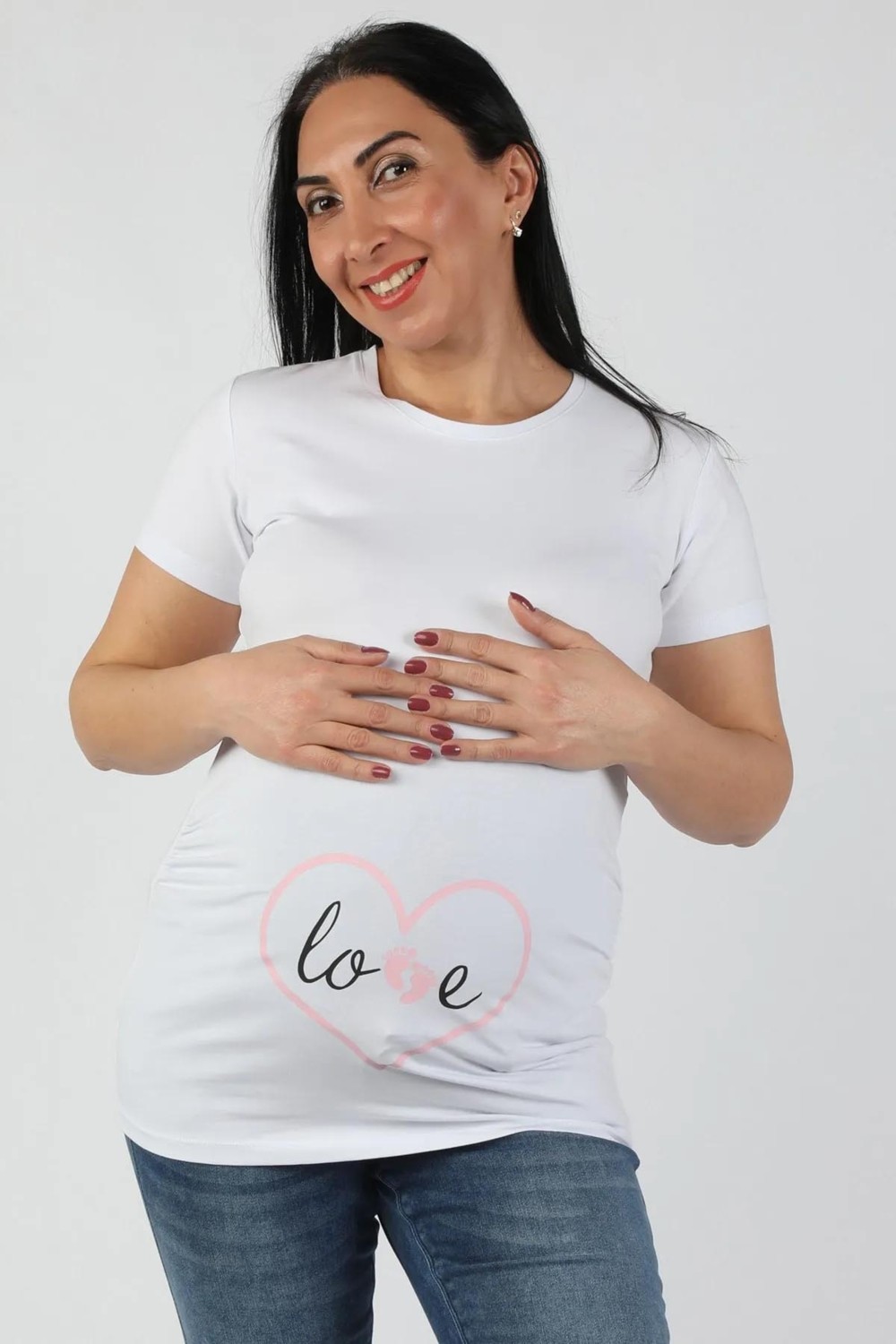 Balins Hamile Love Tişört Pembe Baskılı görsel 7