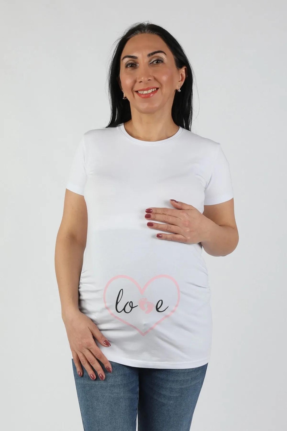 Balins Hamile Love Tişört Pembe Baskılı görsel 8