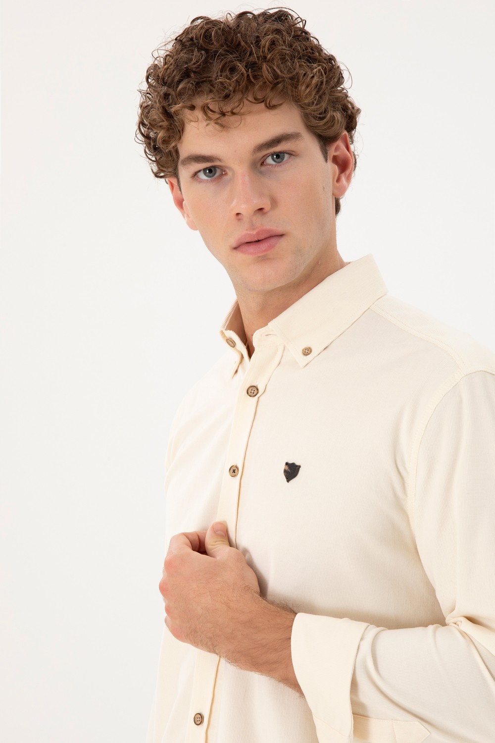 U.S. Polo Assn. Erkek Açık Haki Gömlek Desenli 50291395-VR183 görsel 2