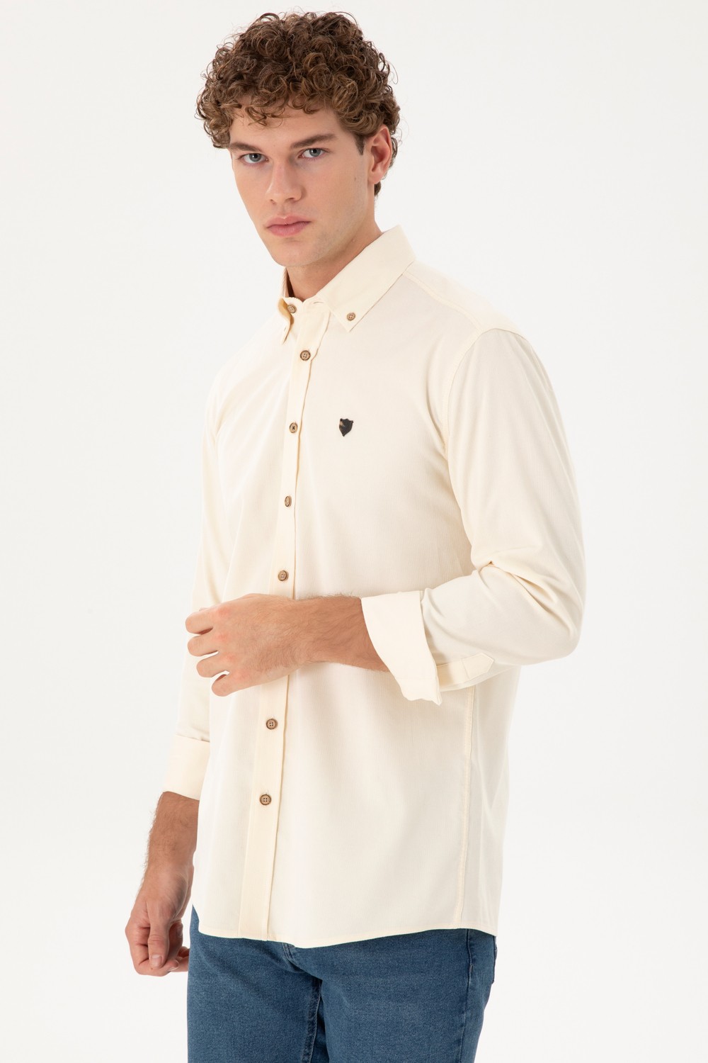 U.S. Polo Assn. Erkek Açık Haki Gömlek Desenli 50291395-VR183 görsel 3