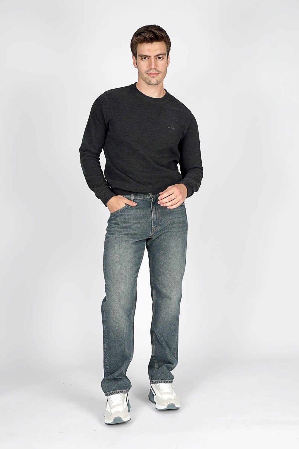 Lee Cooper Ricky Erkek Hıgh Rıse Straıght %100 Pamuk Rahat Kesim Yüksek Bel Düz Paça Jean Pantolon Mavi