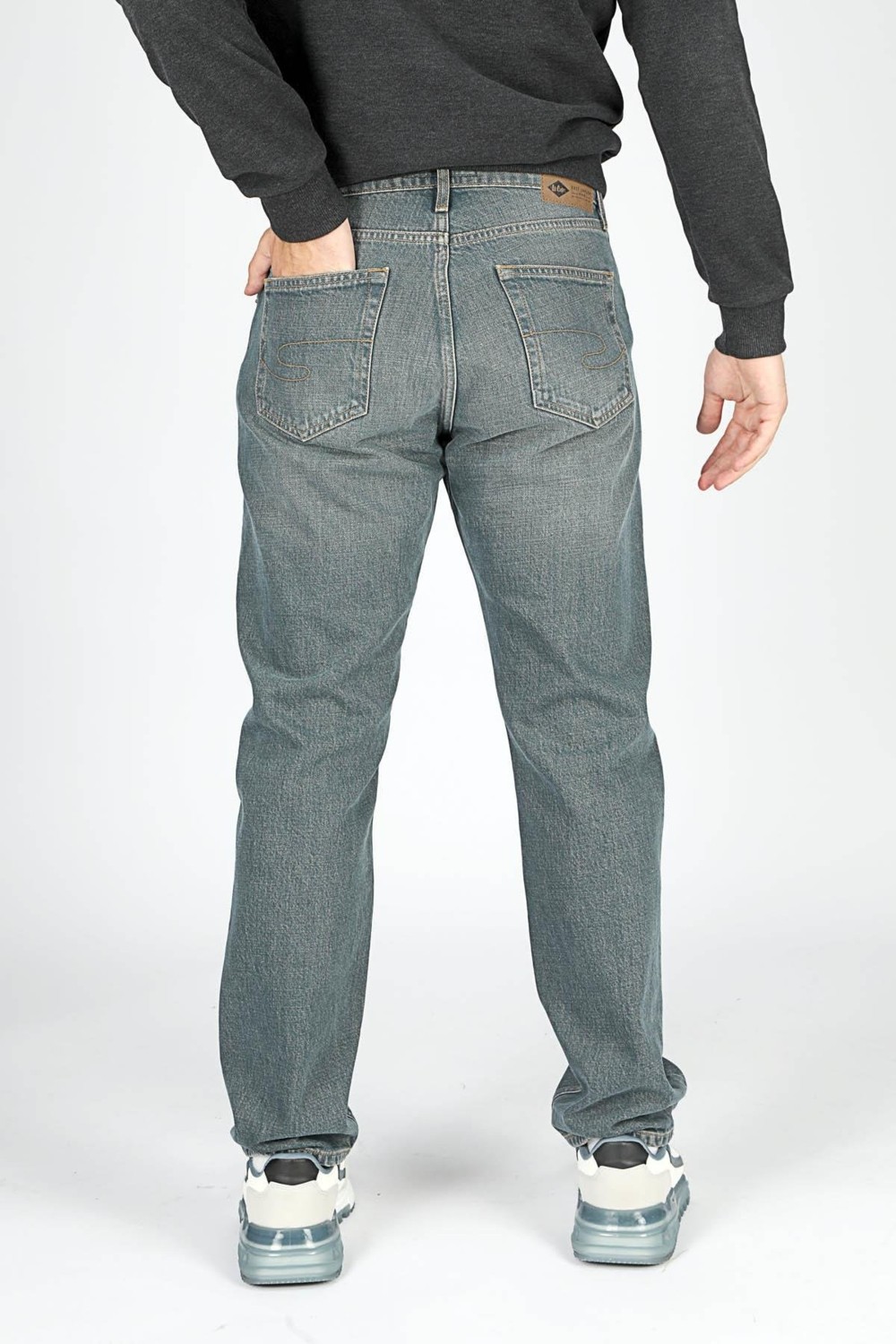 Lee Cooper Ricky Erkek Hıgh Rıse Straıght %100 Pamuk Rahat Kesim Yüksek Bel Düz Paça Jean Pantolon Mavi görsel 3