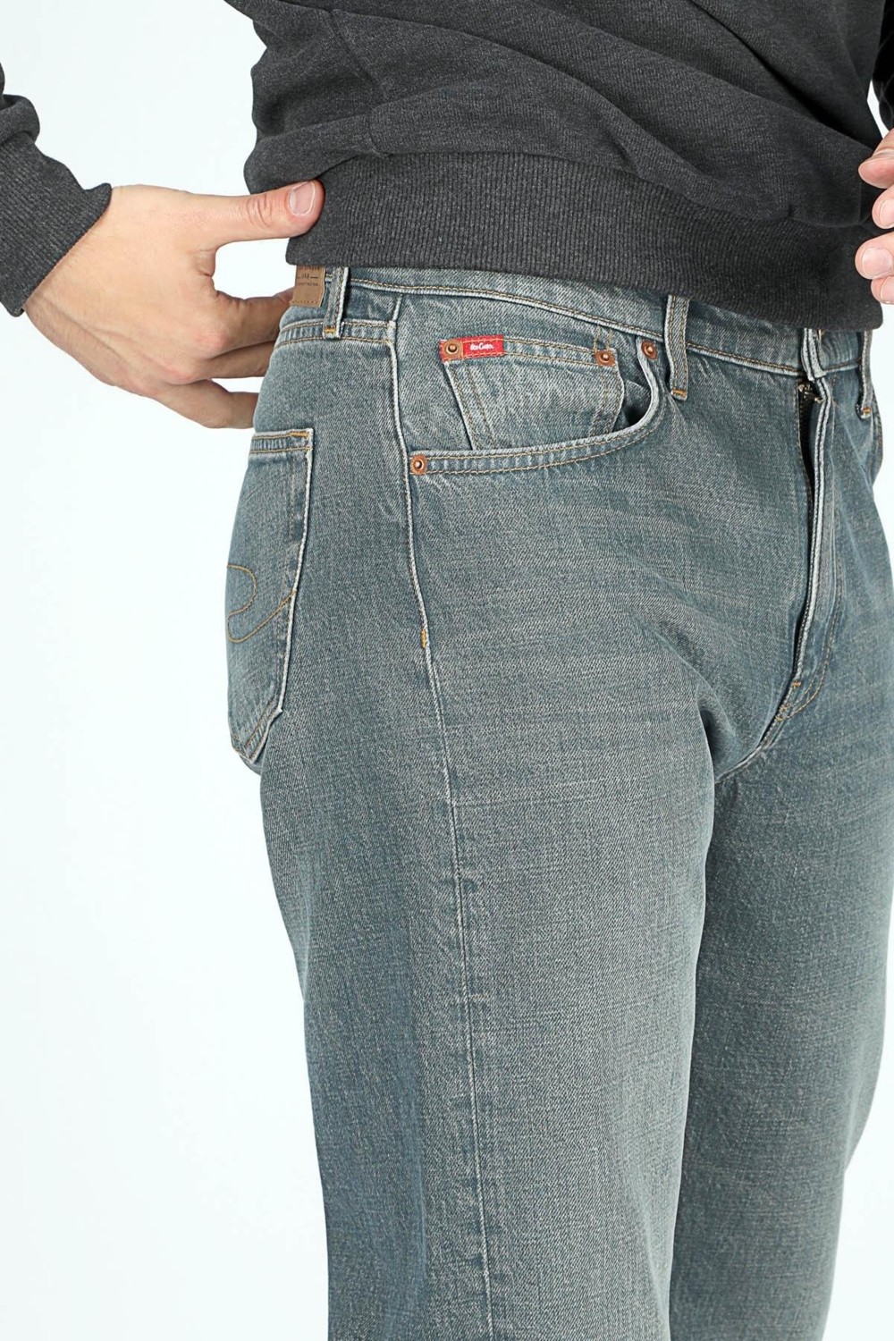 Lee Cooper Ricky Erkek Hıgh Rıse Straıght %100 Pamuk Rahat Kesim Yüksek Bel Düz Paça Jean Pantolon Mavi görsel 5